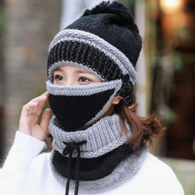 Load image into Gallery viewer, Women's Winter Knit Beanie Hat, Scarf, and Mask Set