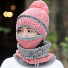 Load image into Gallery viewer, Women's Winter Knit Beanie Hat, Scarf, and Mask Set